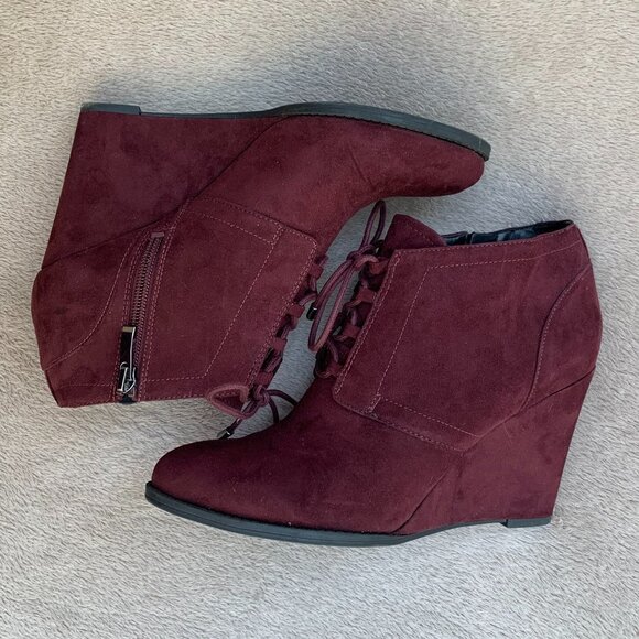 Franco Sarto Lennon Faux Suede Wedge Booties Sz 7.5 - Picture 12 of 16
